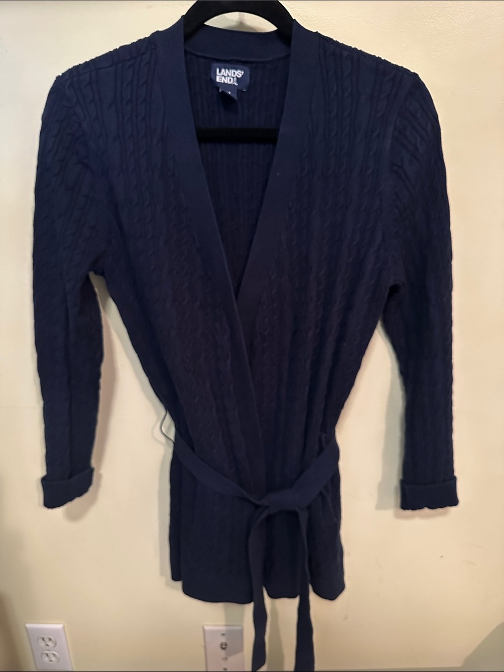 Land's End Wrap Sweater M Navy